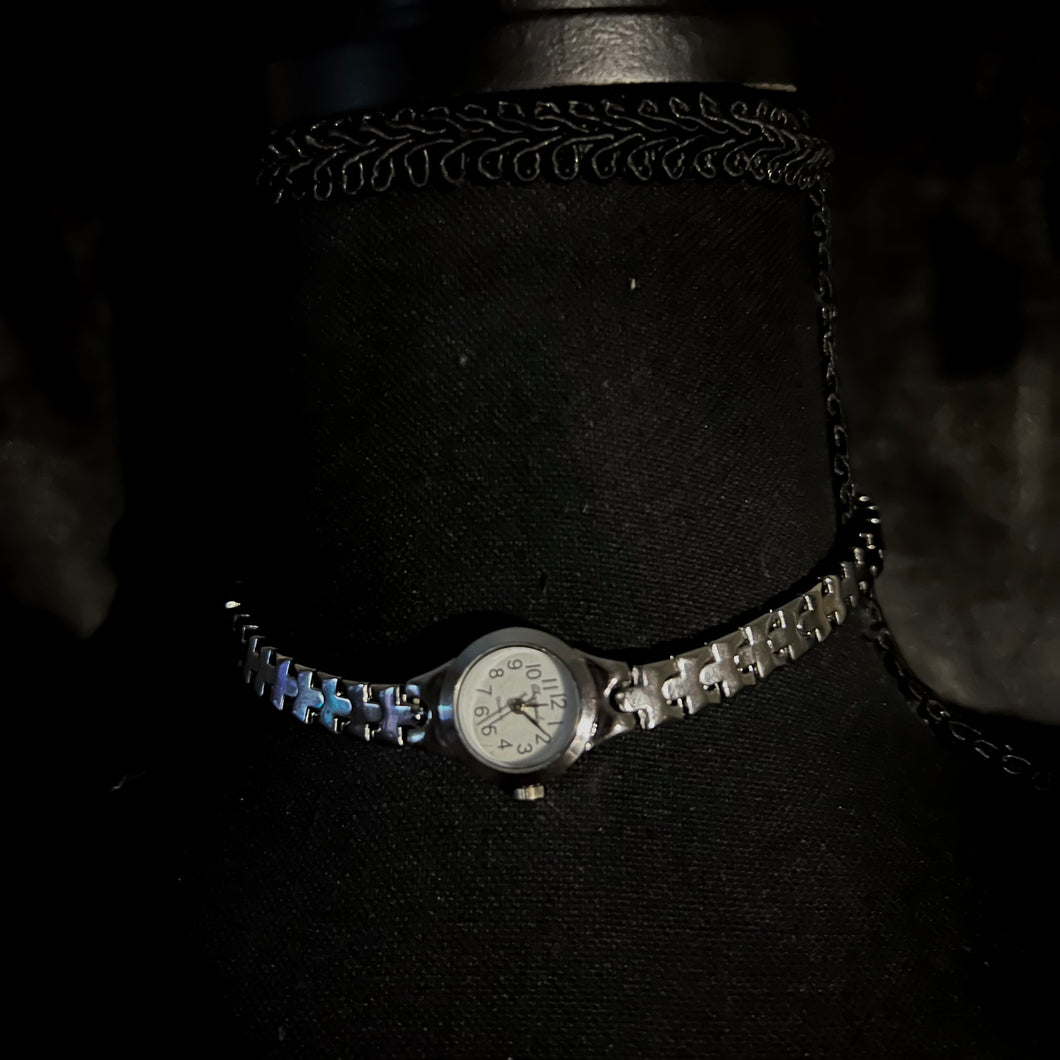 time flies clock choker.