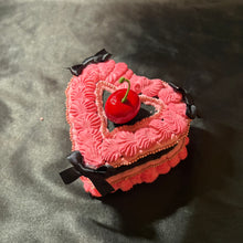 Load image into Gallery viewer, raspberry dark choco faux cake storage.
