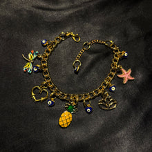Load image into Gallery viewer, gold enamel charm bracelet.
