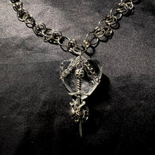 Load image into Gallery viewer, crystal heart sword necklace.
