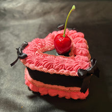 Load image into Gallery viewer, raspberry dark choco faux cake storage.
