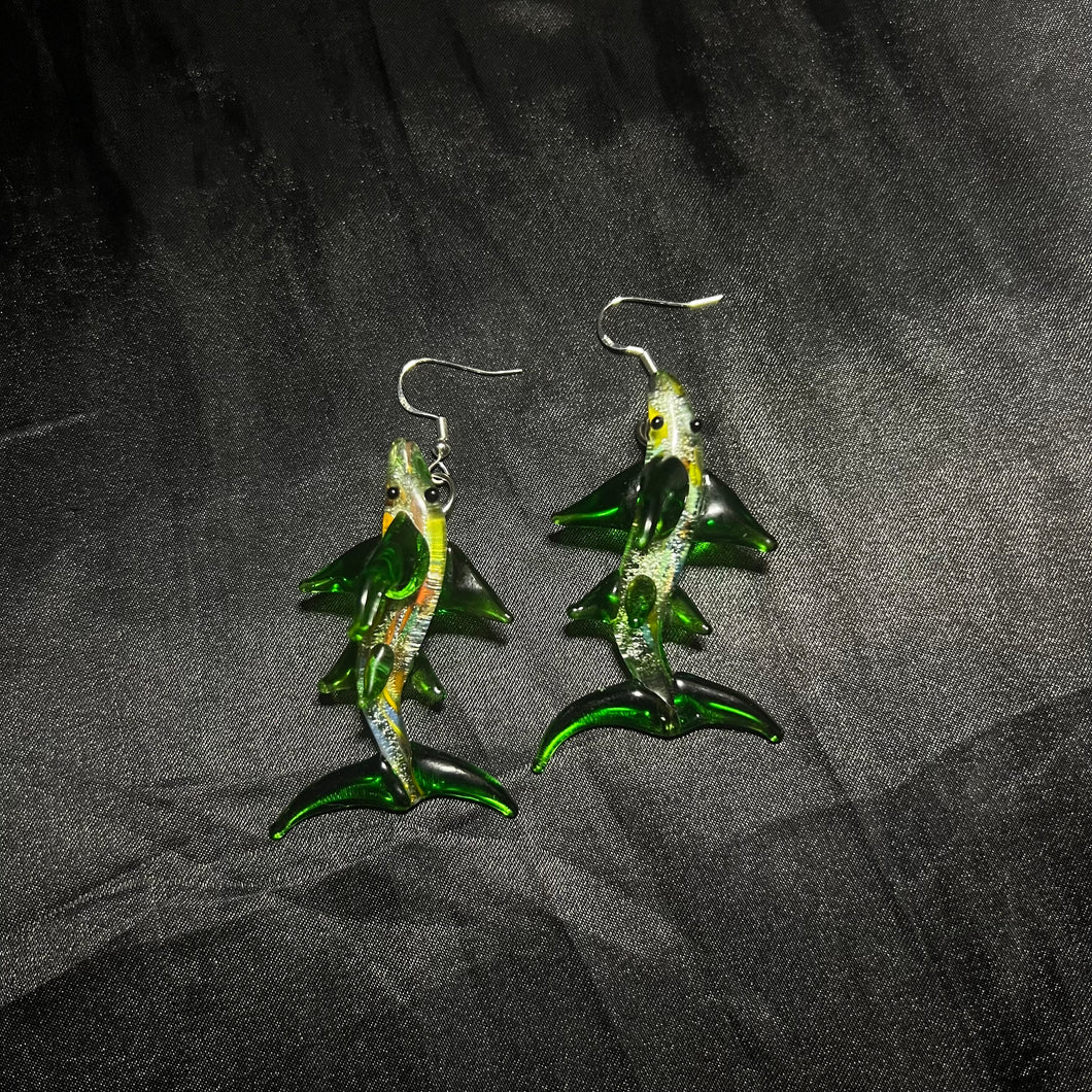 shark earrings (pair).