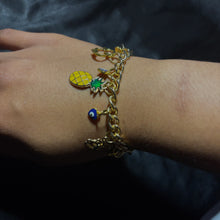 Load image into Gallery viewer, gold enamel charm bracelet.
