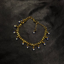 Load image into Gallery viewer, gold evil eye charm bracelet.
