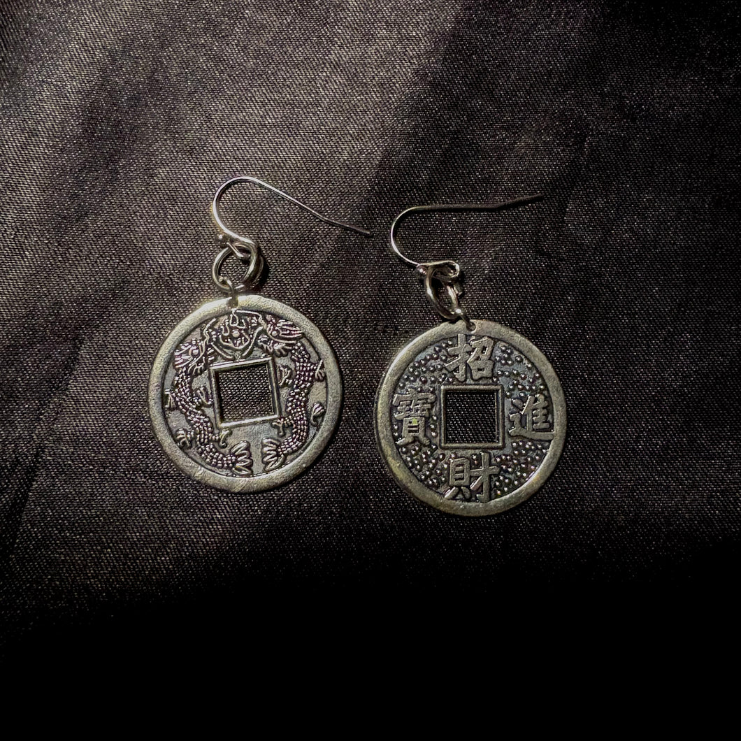 chinese coin earrings.